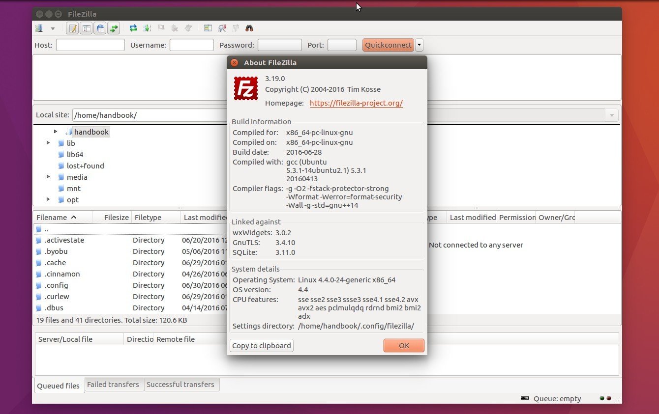 ftp client ubuntu 16.04