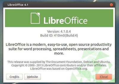 LibreOffice 4.1 about