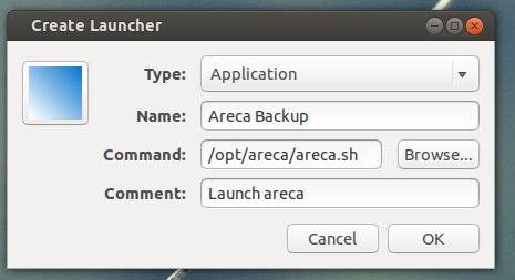 launcher for areca backup