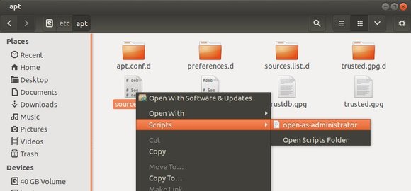 Open as Administrator ubuntu 14.04