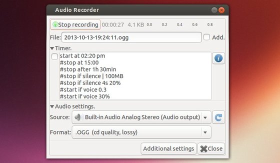 audio recorder in ubuntu 13.10