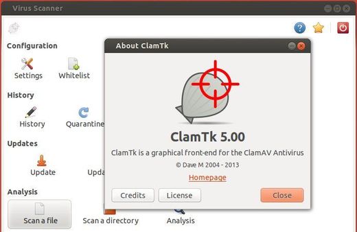 clamtk virus scanner 5.00 in ubuntu 13.10