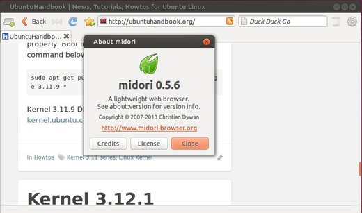 midori web browser in ubuntu 13.10
