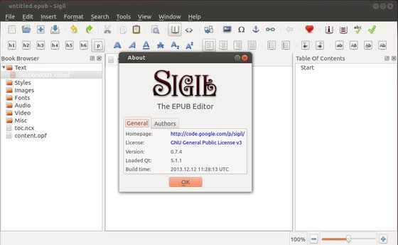Sigil 0.7.4 in Ubuntu 13.10