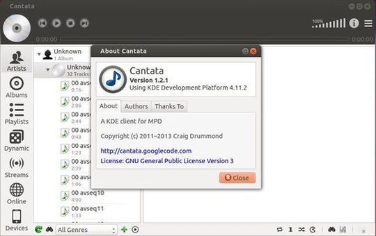 Cantata MPD client 1.2.1 PPA