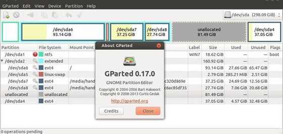 gparted 0.17.0 ubuntu