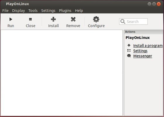 PlayOnLinux main window, installed app listed here