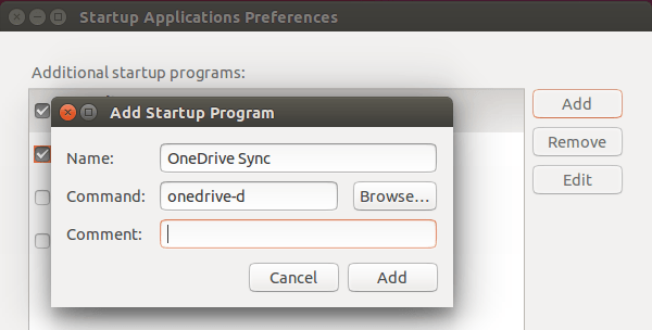 OneDrive daemon autostart