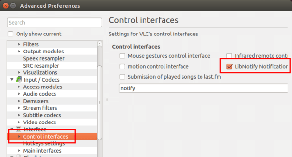 VLC use Ubuntu notification
