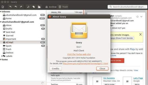 Geary email client