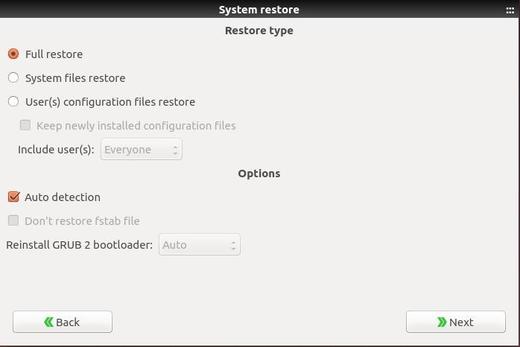 Systemback restore