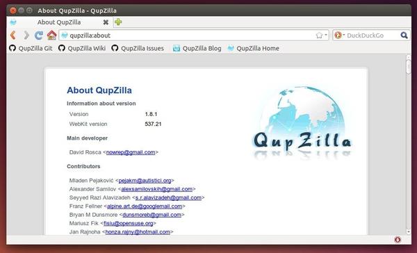 QupZilla browser in Ubuntu