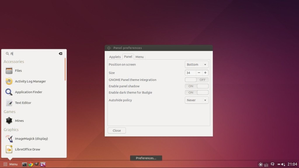 Budgie Desktop in Ubuntu 14.10