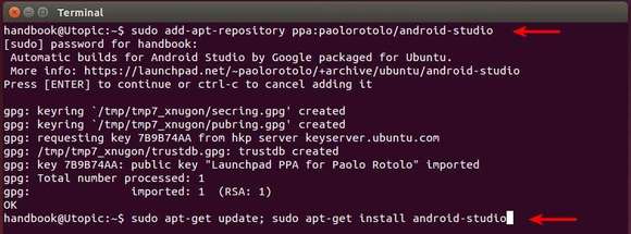 Install Android Studio from PPA