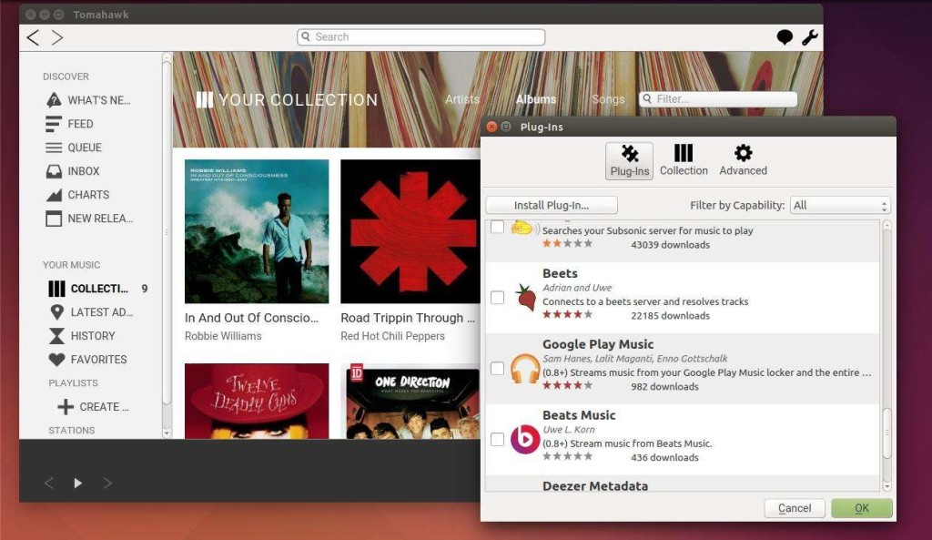 Tomahawk Music Player 0.8 in Ubuntu