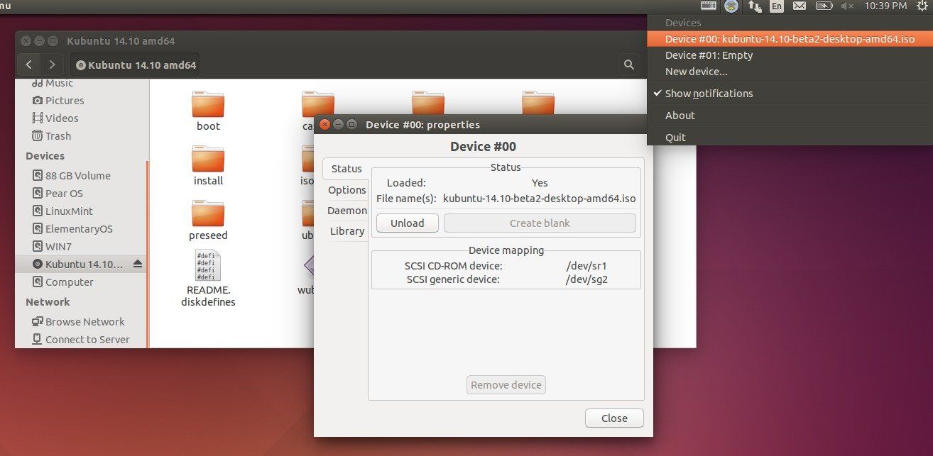 Ubuntu 14.04 download. Открыть DVD диск на линукс. Установка Virtual Cable YF Ubuntu. Pear Linux. CDEMU.
