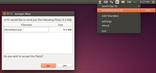 NitroShare in Ubuntu 14.04