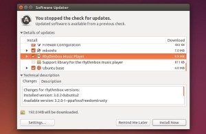 upgrade rhythmbox via software updater