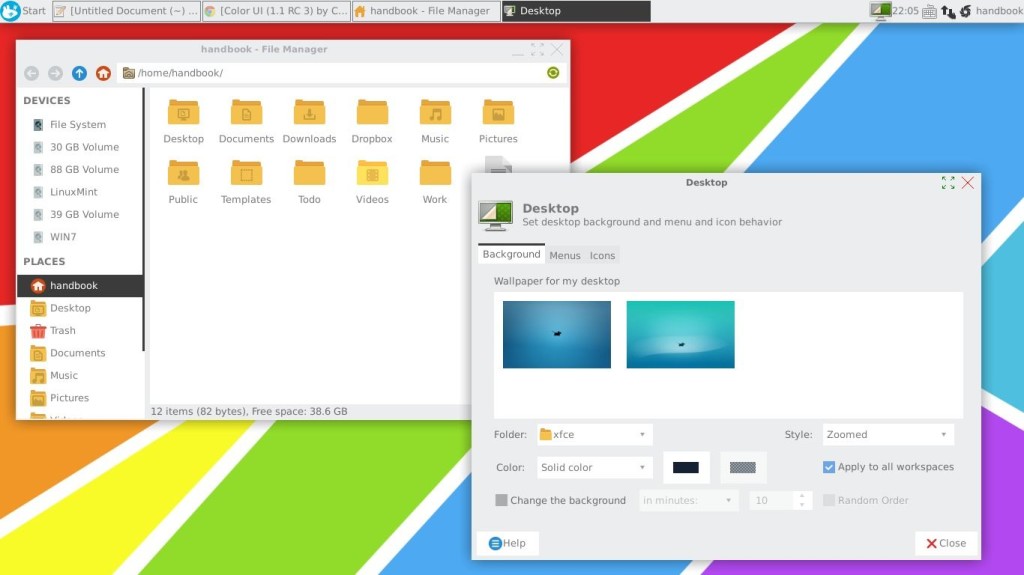 Xfce Desktop with color UI theme