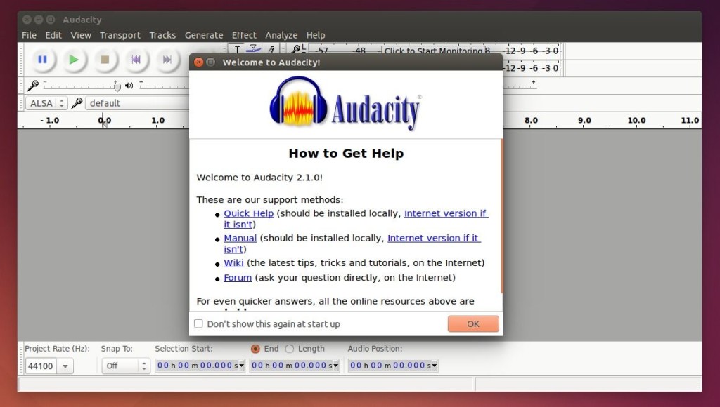 Audacity 2.1.0 in Ubuntu
