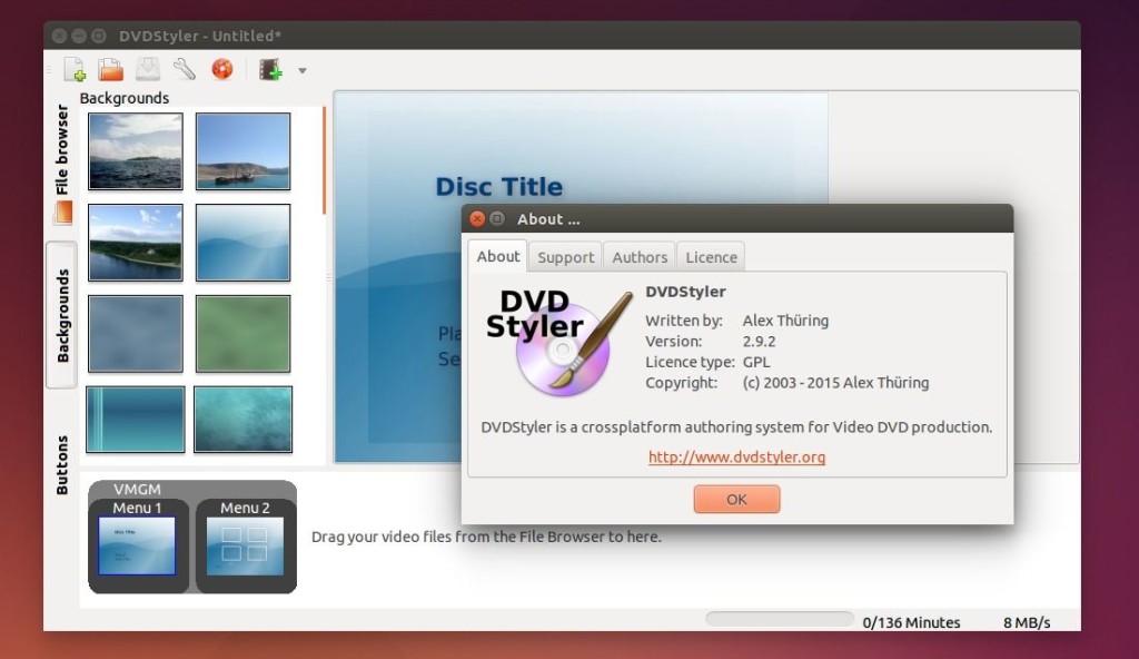 DVDStyler 2.9.2 in Ubuntu 14.04