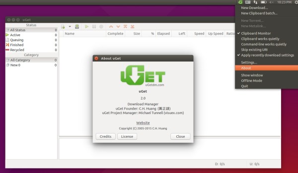 uGet 2.0 in Ubuntu 15.04