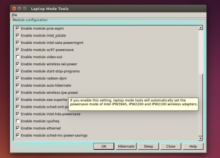laptop mode tools configure interface