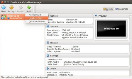 virtualbox 5 separate start