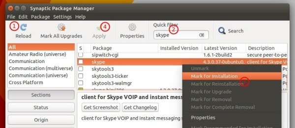 Install skype via Synaptic