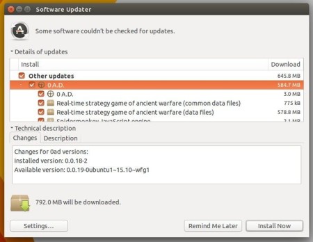 upgrade 0 A.D. via Software Updater