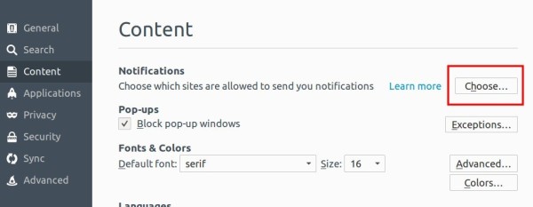 Firefox push notification