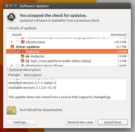 upgrade Audacity 2.1.2