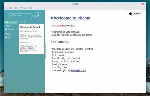 PileMd Markdown Editor in Elementary OS Freya