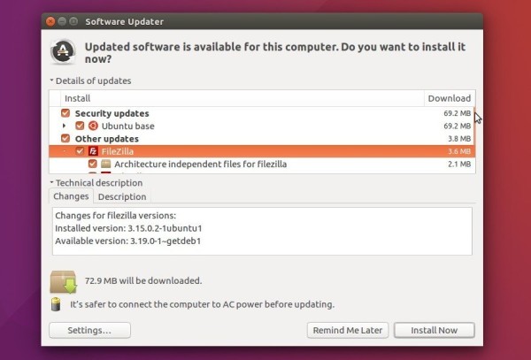 Upgrade FileZilla