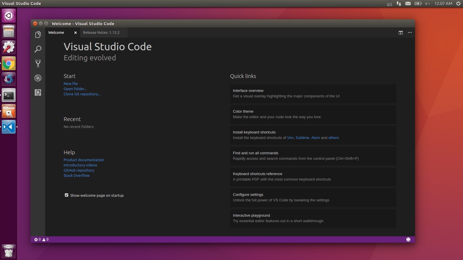 visual studio code linux terminal