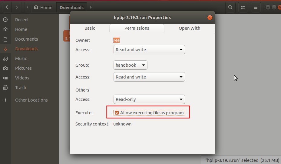 Home permissions. HPLIP на русс.