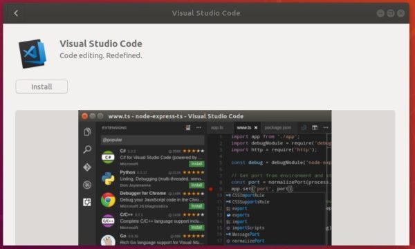 instal visual studio code ubuntu