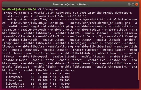 ffmpeg linux command line less info