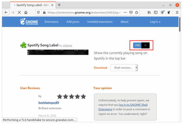 Show Spotify Playing Song on Top Bar in Ubuntu 20.04 via Extension